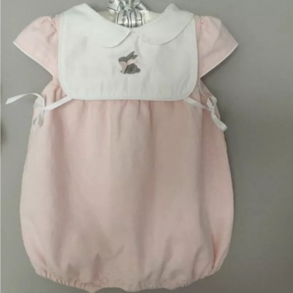 Janie and Jack Easter bunny bubble pink, white, gray 6-12 months - Picture 7 of 7